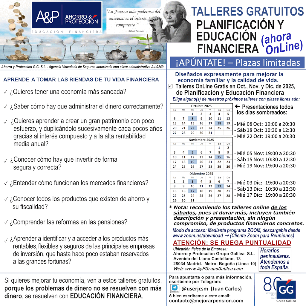 Mejorar Pensión – Talleres Gratuitos de Educación Financiera – Octubre, Noviembre y Diciembre de 2025